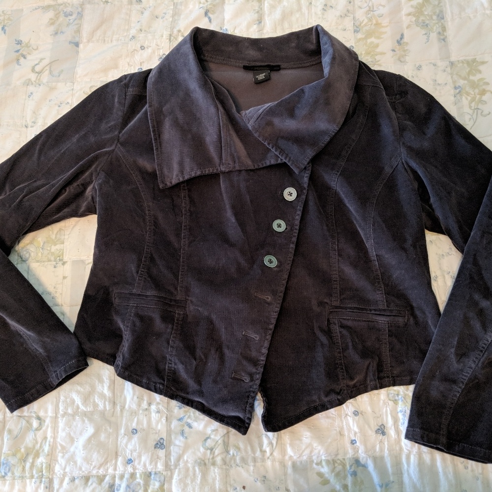 Asymetrical Navy Lane Bryant corduroy jacket